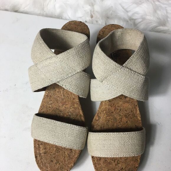 Lucky Brand cork wedge khaki elastic sandals SZ10w - Picture 7 of 7
